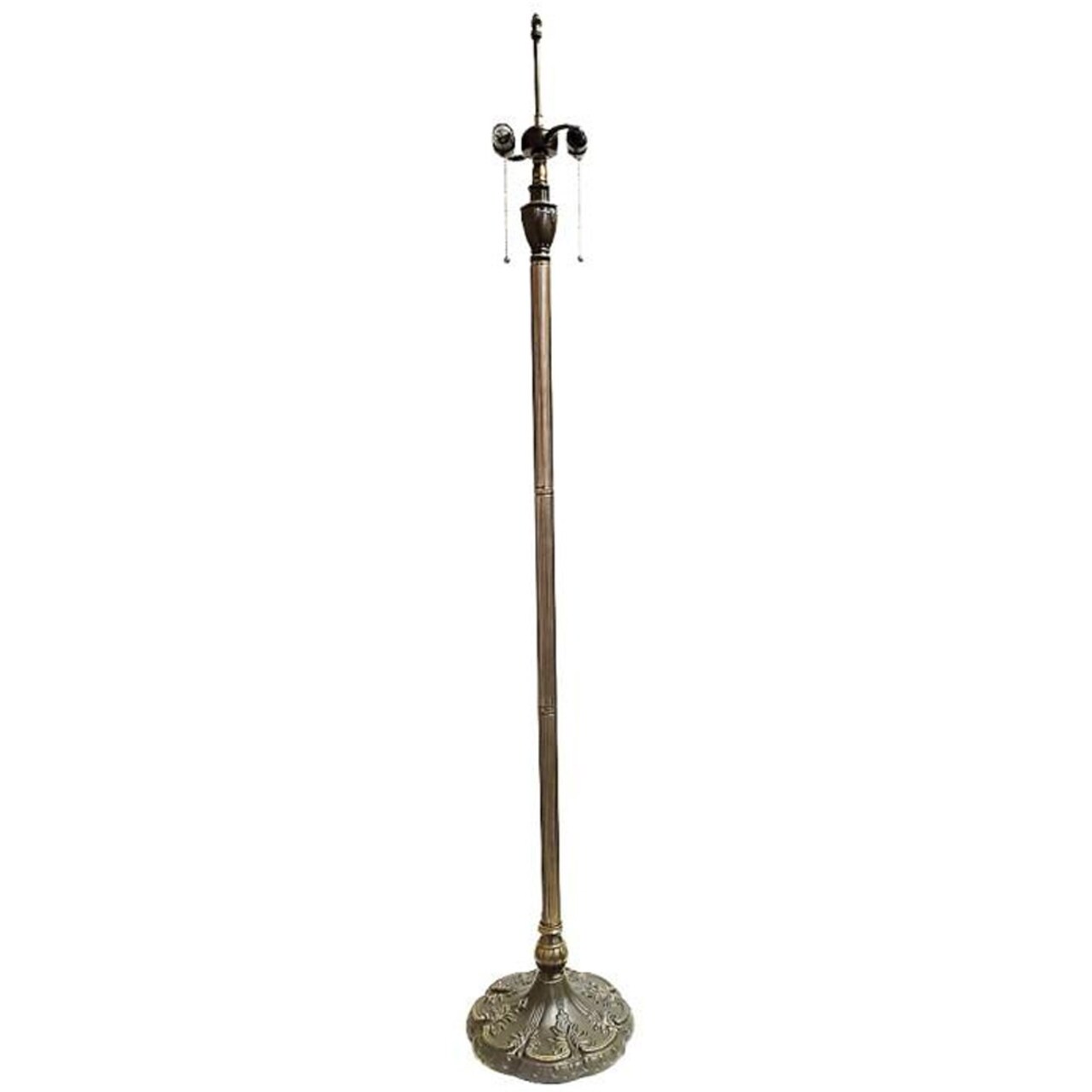 Pedestal Floor Metal Lamp Base Dark Bronze Finish With Gold Highlights, Nicely Weighted, 62" Tall